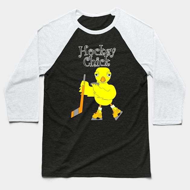 Hockey Chick Text Baseball T-Shirt by Barthol Graphics